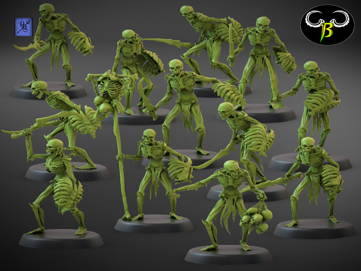 Flesh Skeleton Sword Squad by Clay Beast Creations | Tabletop RPG Miniature Figures