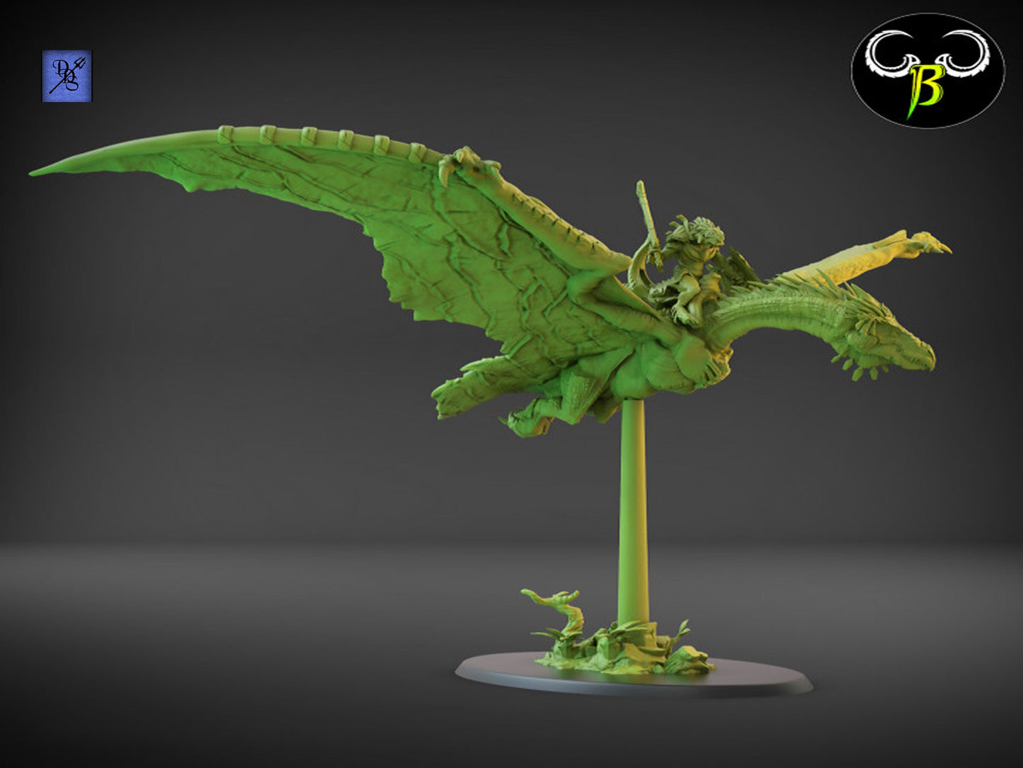 TyranoPterix Rider by Clay Beast Creations | Tabletop RPG Miniature Figures
