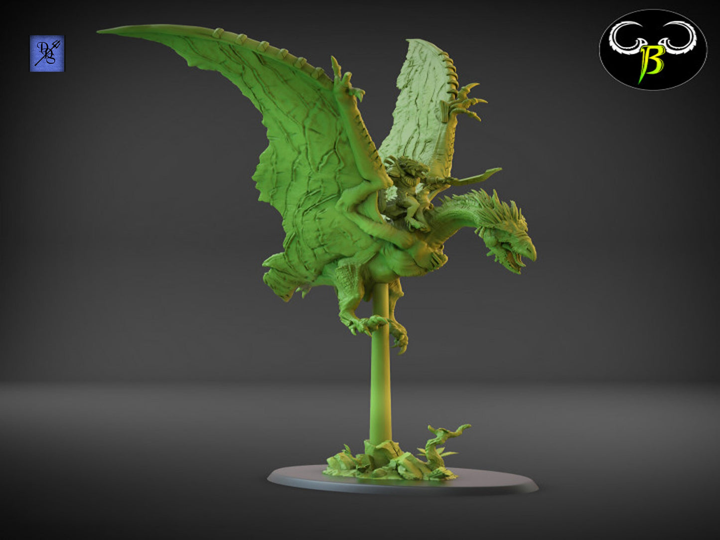TyranoPterix Rider by Clay Beast Creations | Tabletop RPG Miniature Figures