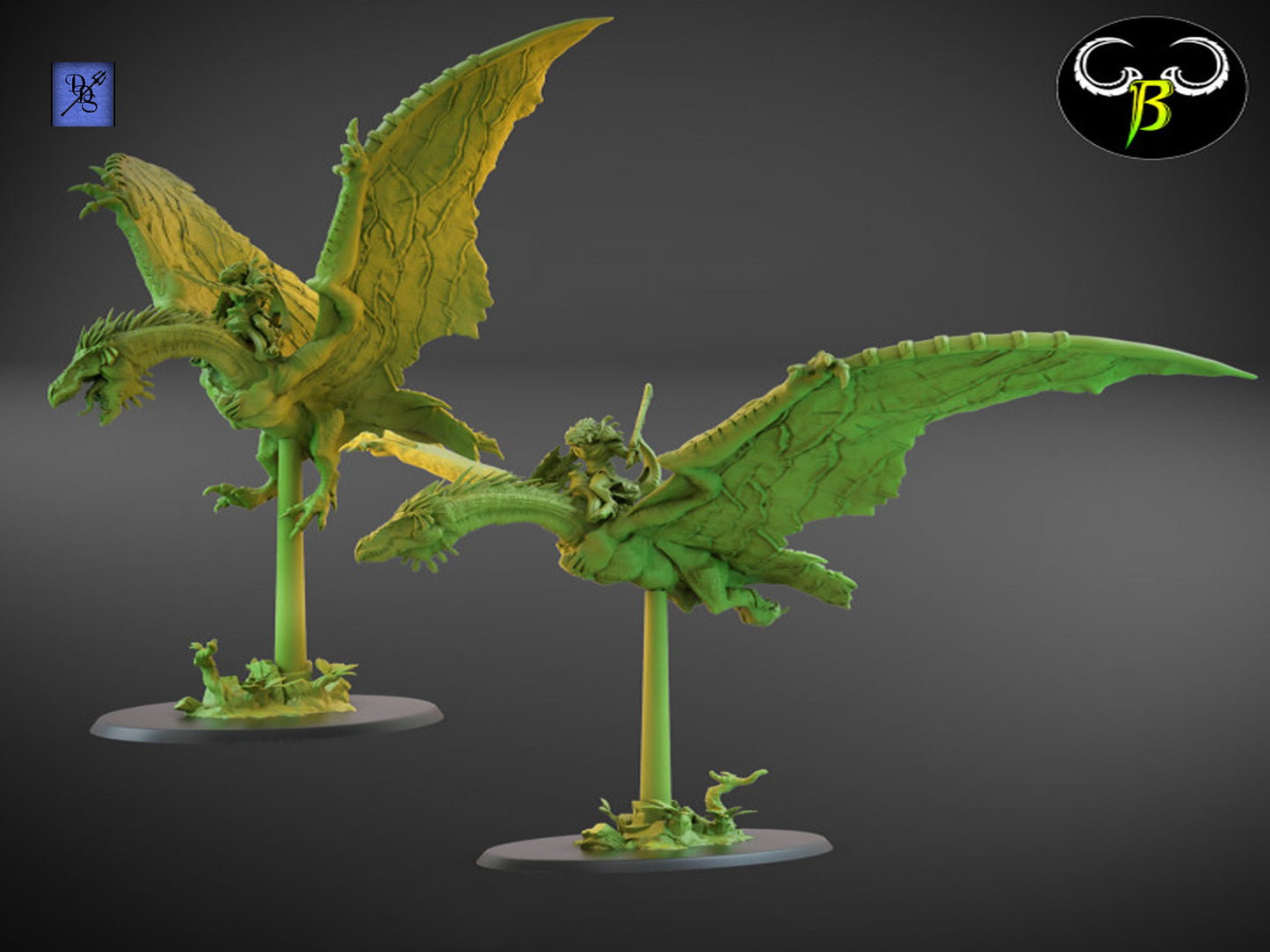 TyranoPterix Rider by Clay Beast Creations | Tabletop RPG Miniature Figures