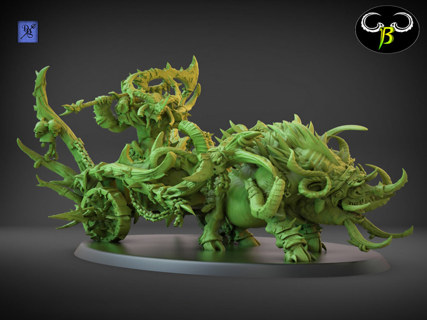 Savage Warlord on Chariot by Clay Beast Creations | Tabletop RPG Miniature Figures