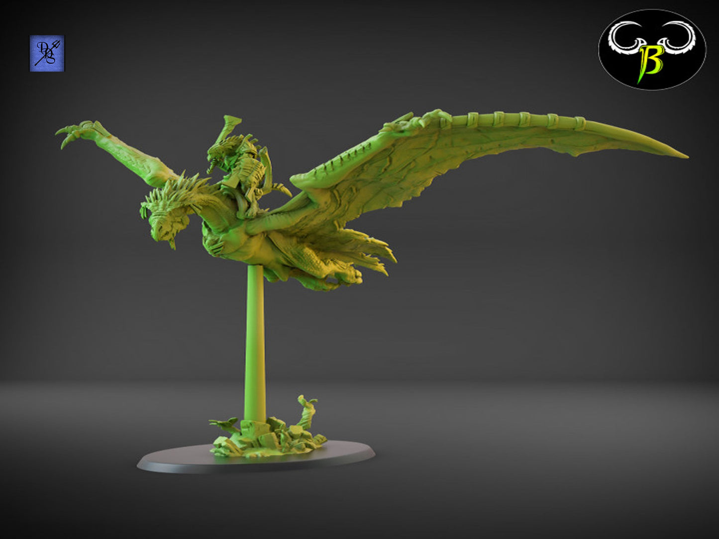 TyranoPterix Rider by Clay Beast Creations | Tabletop RPG Miniature Figures