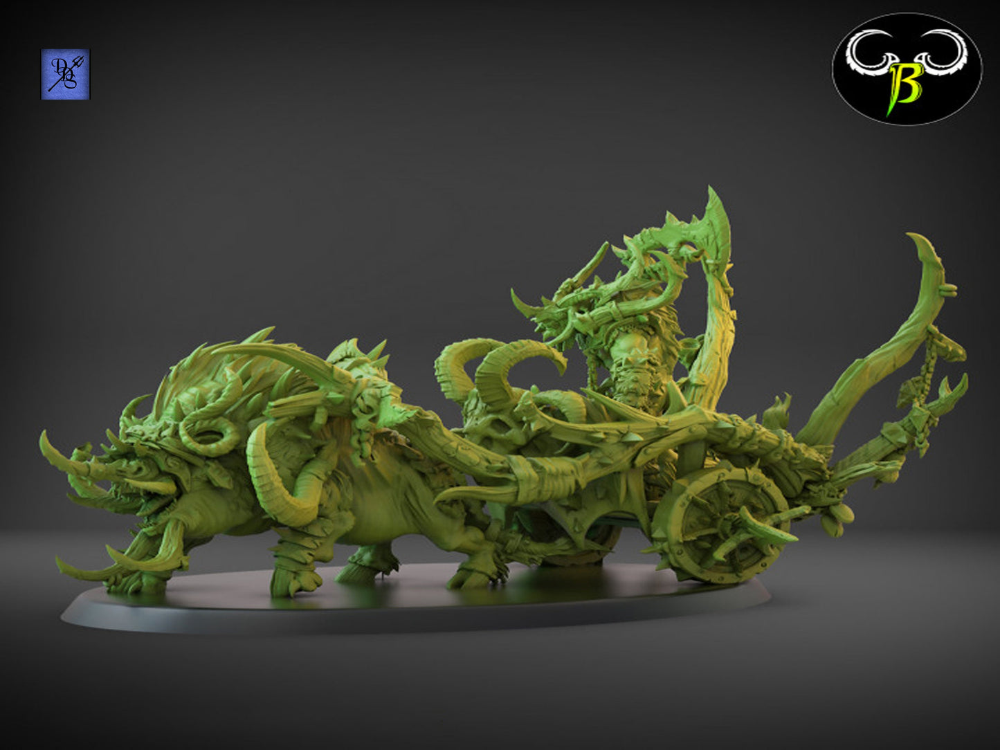 Savage Warlord on Chariot by Clay Beast Creations | Tabletop RPG Miniature Figures