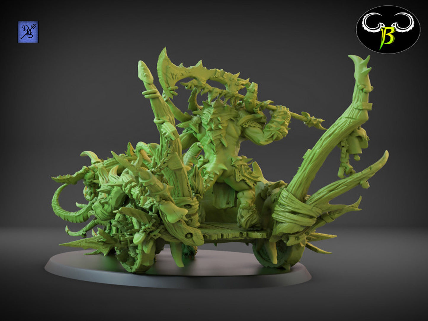 Savage Warlord on Chariot by Clay Beast Creations | Tabletop RPG Miniature Figures