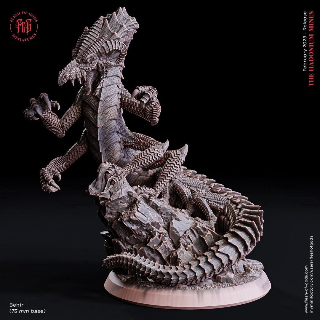 Behir by Flesh of Gods | High Quality 3D Print | Tabletop RPG Miniature Figures