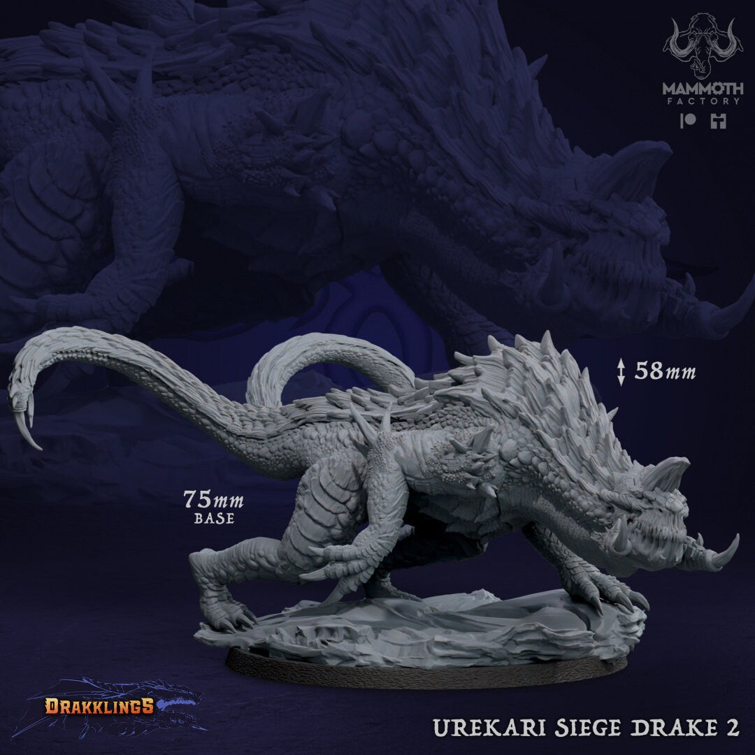Mounted Urekari Siege Drake by Mammoth Factory | Tabletop RPG Miniature Figures