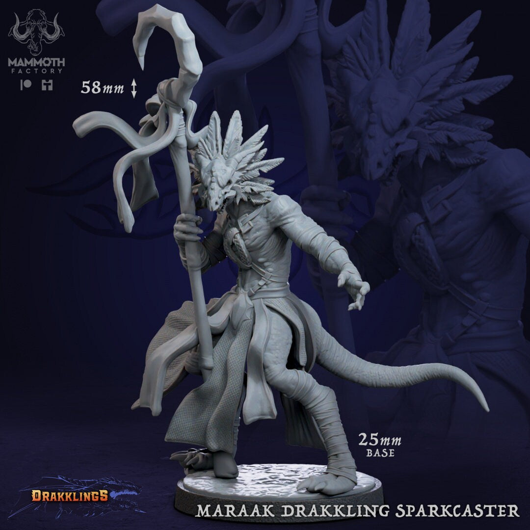 Maraak Drakkling Sparkcaster by Mammoth Factory | Tabletop RPG Miniature Figures