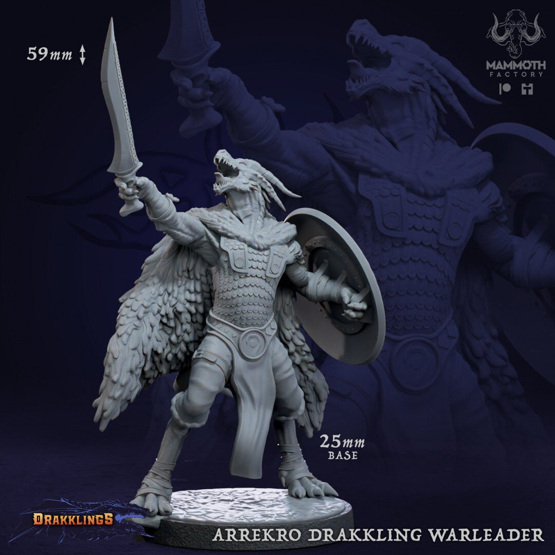 Arrekro Drakkling Warleader by Mammoth Factory | Tabletop RPG Miniature Figures