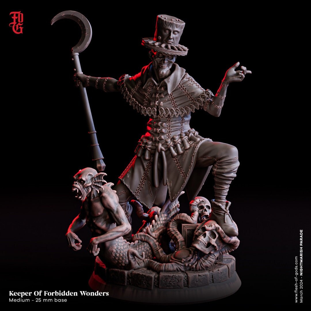 Keeper of Forbidden Wonders by Flesh of Gods | High Quality 3D Print | Tabletop RPG Miniature Figures