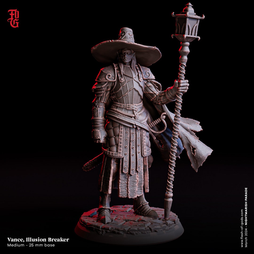 Vance, Illusion Breaker by Flesh of Gods | High Quality 3D Print | Tabletop RPG Miniature Figures