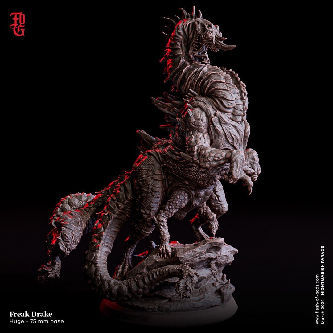 Freak Drake by Flesh of Gods | High Quality 3D Print | Tabletop RPG Miniature Figures