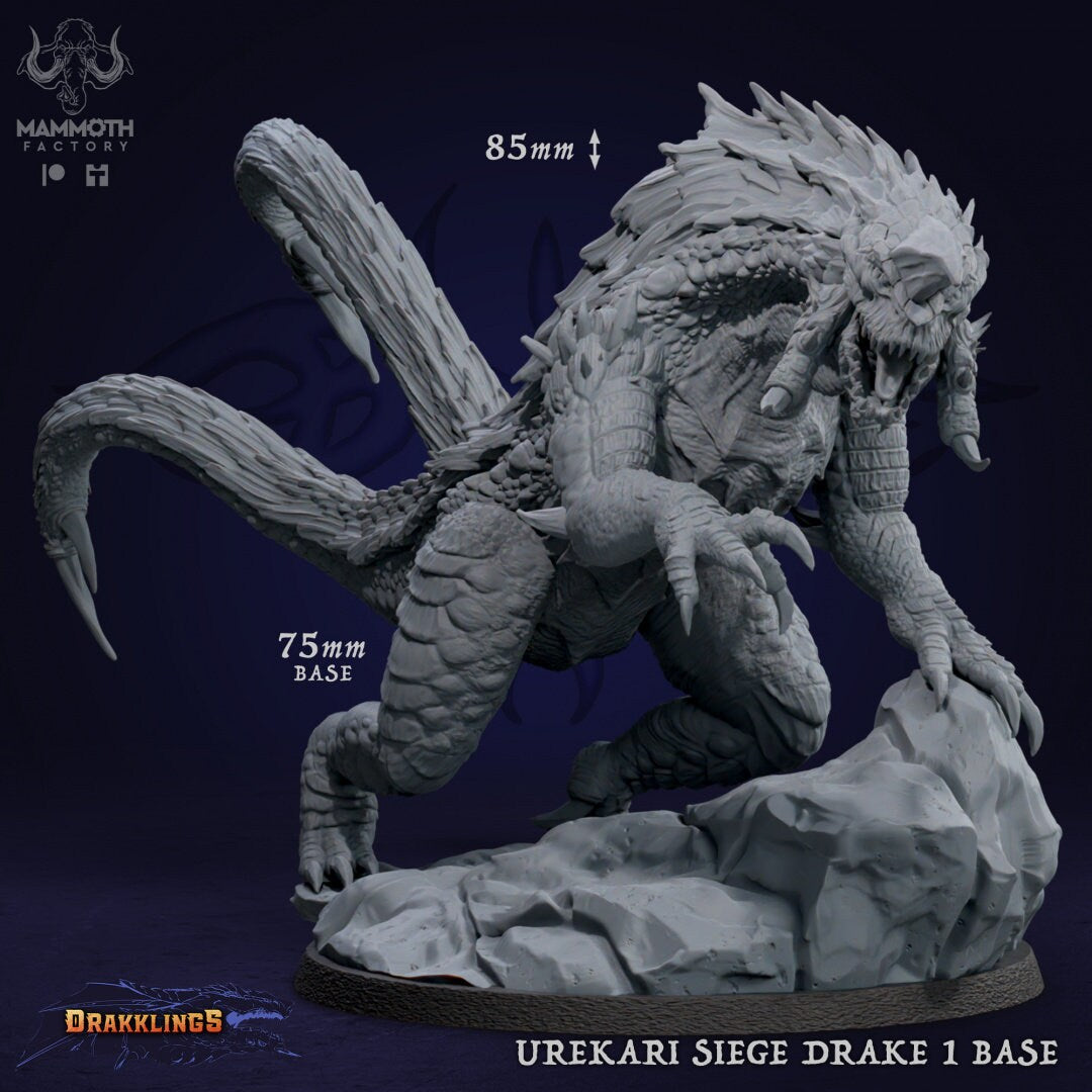 Mounted Urekari Siege Drake by Mammoth Factory | Tabletop RPG Miniature Figures