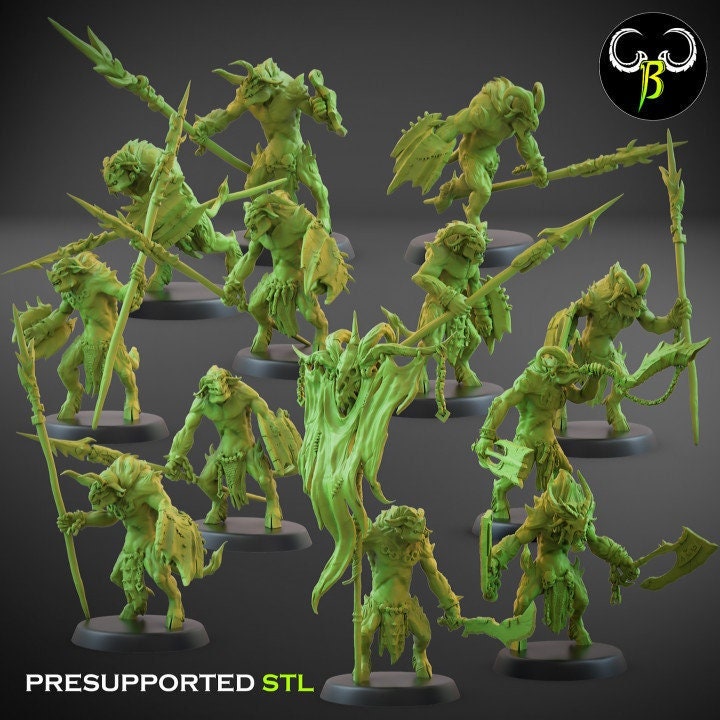 Brutal Raider Lancer Squad by Clay Beast Creations | Tabletop RPG Miniature Figures