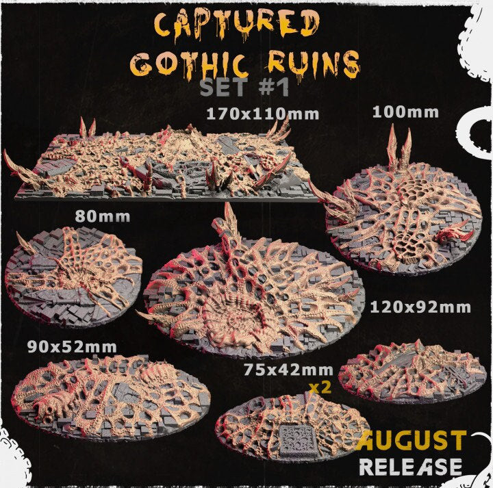 Captured Gothic Ruins | Miniature Bases | Zabavka Workshop | Tabletop RPG Miniature Figures