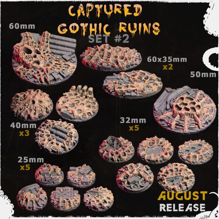 Captured Gothic Ruins | Miniature Bases | Zabavka Workshop | Tabletop RPG Miniature Figures