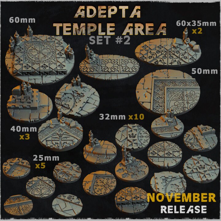 Adepta Temple Area | Miniature Bases | Zabavka Workshop | Tabletop RPG Miniature Figures