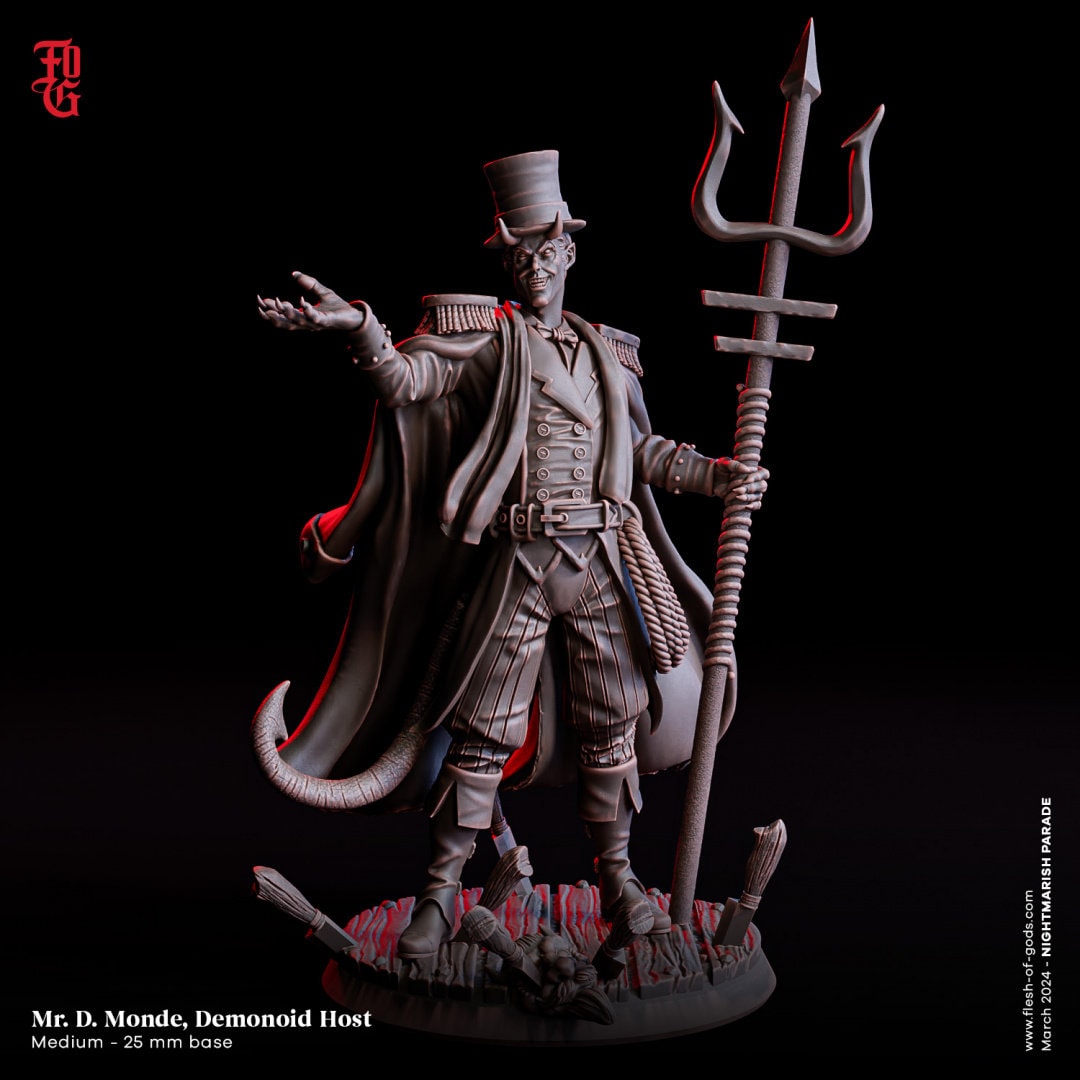 Mr. D. Monde, Demonoid Host by Flesh of Gods | High Quality 3D Print | Tabletop RPG Miniature Figures