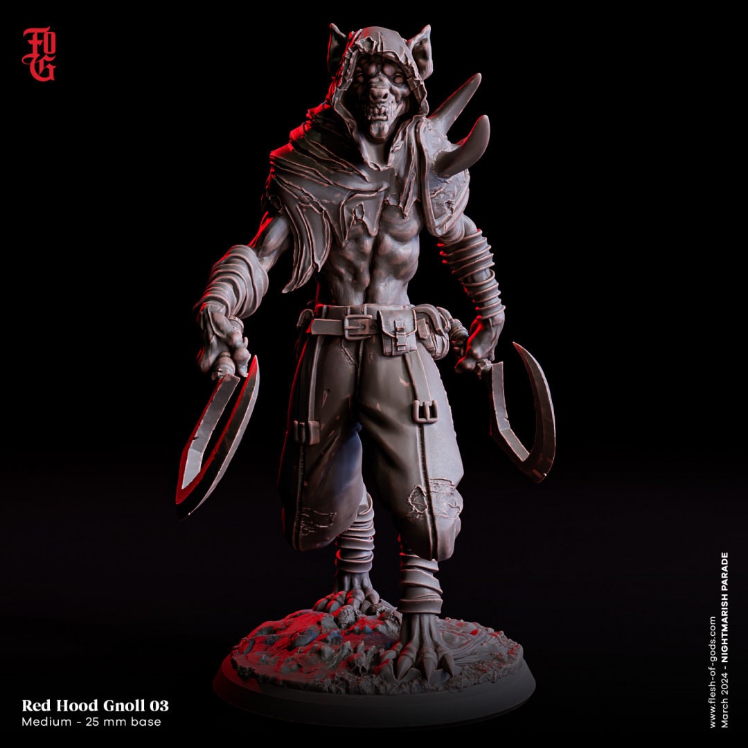 Red Hood Gnolls by Flesh of Gods | High Quality 3D Print |  Tabletop RPG Miniature Figures