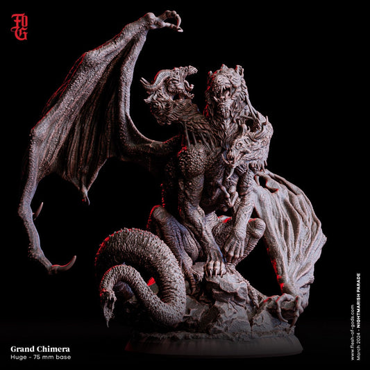Grand Chimera by Flesh of Gods | High Quality 3D Print | Tabletop RPG Miniature Figures