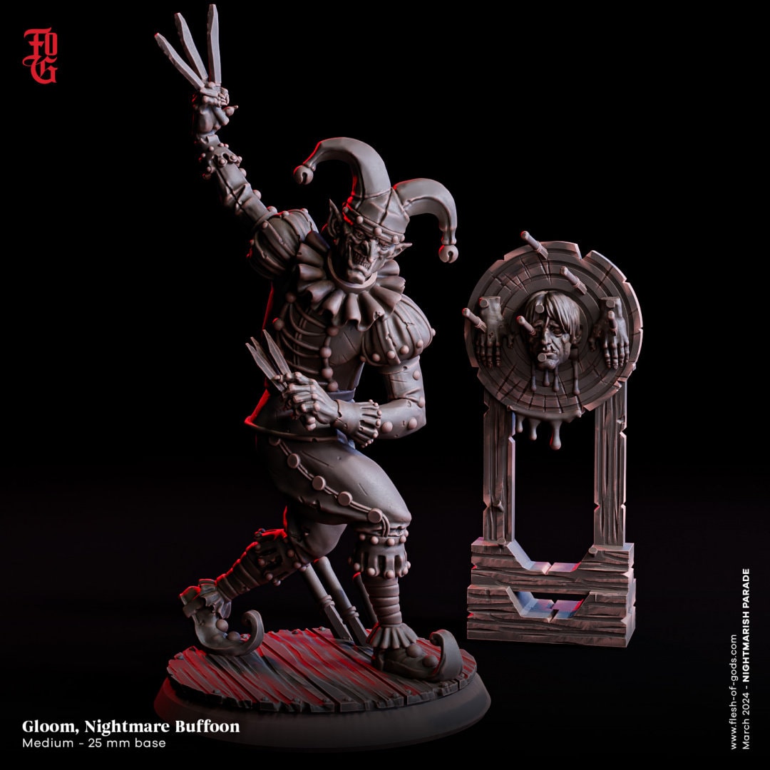 Doom & Gloom, Nightmare Buffoons by Flesh of Gods | High Quality 3D Print |  Tabletop RPG Miniature Figures